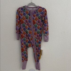 NWT-Halloween Pumpkin Print double zip One Piece- size 9-12months